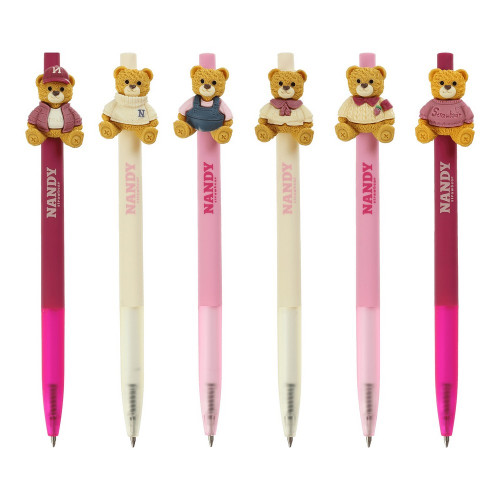 Ручка кулькова автоматична ZiBi Bear Pink 0,7 мм Синя