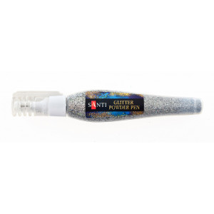 Ручка з розсипним глітером срібний 10 г SANTI