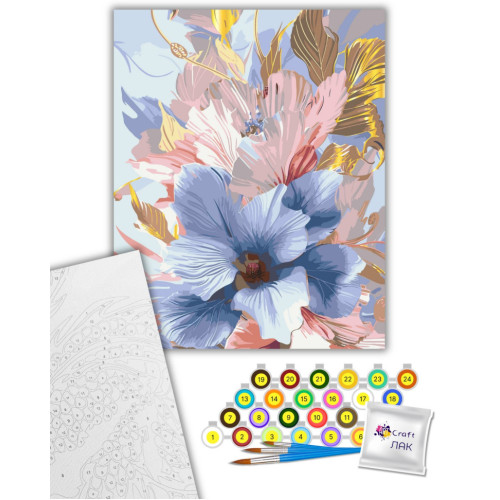 Картина за номерами "Ніжний гібіскус" 40х50 см, з металізованими фарбами 